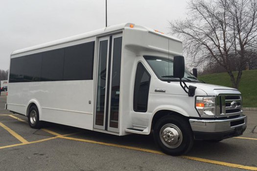 White party bus exterior